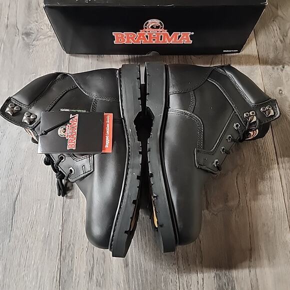 BRAHMA Black Steel Toe Work Boots Mens Size 10.5 main image 5